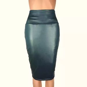 Vegan Leather green pencil skirt